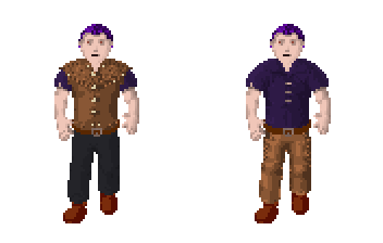 A leather vest and leather chaps, each worn on its own.